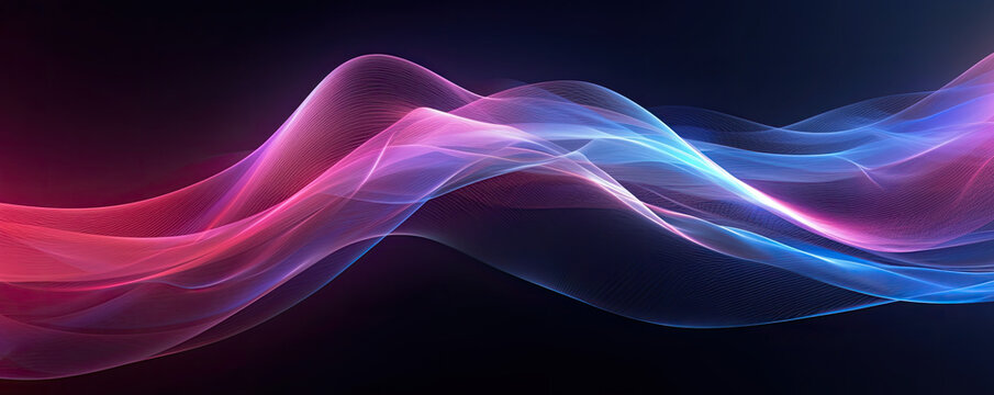 minimalistic abstract background with dynamic data streams and flowing lines, symbolizing the continuous evolution of technology and information panorama © aicandy