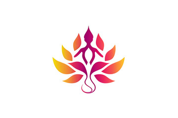 female silhouette in lotus position and lotus logo yoga meditation, clipart isolated on transparent background, generative ai