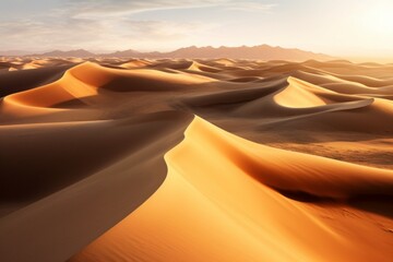 Fototapeta na wymiar Dunes in the desert. Background with selective focus and copy space. AI generated, human enhanced