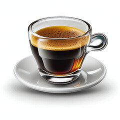 Espresso with cup isolated on white background in png format studio close up minimalist packshot mode. AI Generative image