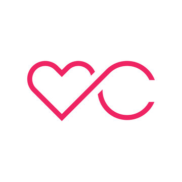Letter C heart creative logo design