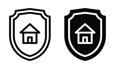 Home protection icon with outline and glyph style.
