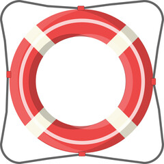 Lifebuoy icon in white and red. Vector illustration