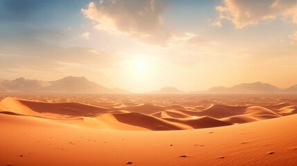 Fototapeta na wymiar Sun-kissed desert dunes stretch infinitely, bearing witness to countless tales of pharaonic grandeur and divine intervention. Generative AI