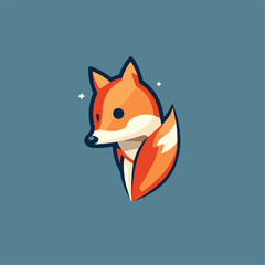 Obraz premium a cute red fox illustration , vectoor , 2d , logo,icon