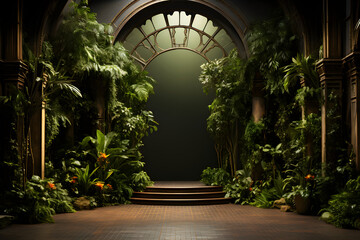 vintage studio shot full of plants backdrop template