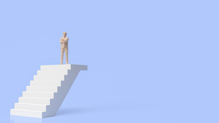 The man on white stairs for Business concept  3d rendering