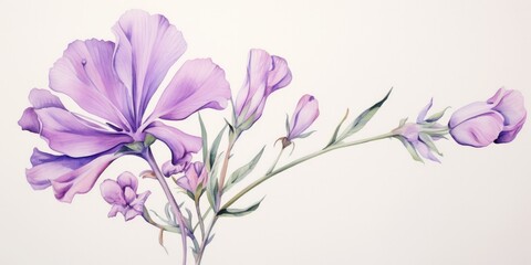 Fototapeta na wymiar lavender color watercolor painting depicting a close-up of a single lavender blossom Generative AI Digital Illustration