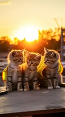 Fototapeta na wymiar A group of kittens sitting on top of a table. Generative AI image.