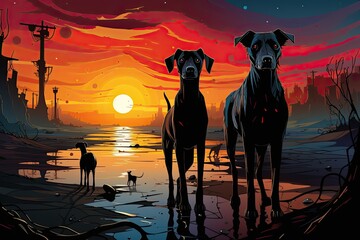 perros whimsical style surreal landscapes and melting colors  Generative AI Digital Illustration