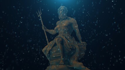 Fototapeta na wymiar The Gods of Ancient Greece. The Sculpture of Poseidon Under the Sea. The video of this image is in my portfolio. 