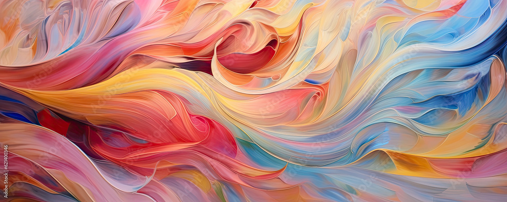 Wall mural whirlwind of abstract colors and lines on a dynamic background, conveying a sense of movement and sp