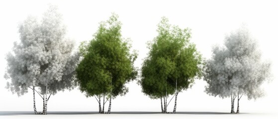 3 Birch Trees Isolated on a White Background- Perfect for Your Nature-Themed Projects! Generative AI