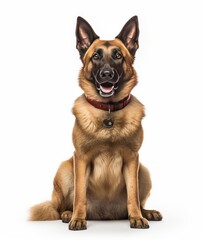 Belgian Shepherd Dog Sits Calmly with Collar, Ready for Adventure Generative AI