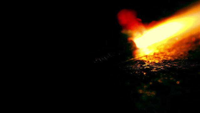 Fuse Burns Forward Quickly Macro Shot