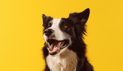 Adorable Border Collie Enjoys Sunny Day with Her Tongue Out Generative AI