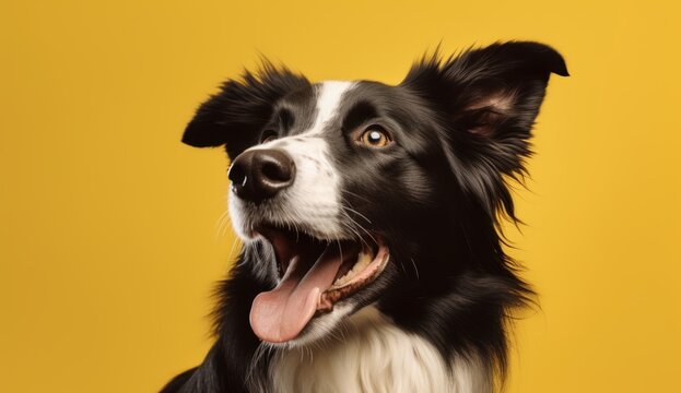 Adorable Border Collie with Tongue Out, Ready for Fun! Generative AI