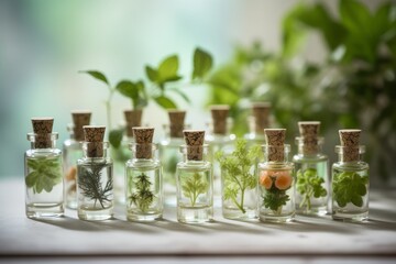 Essential Oils Collection: An Aromatic Selection of Plastic Bottles Generative AI
