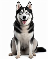 Cute White Husky Sitting and Sticking Out His Tongue Generative AI