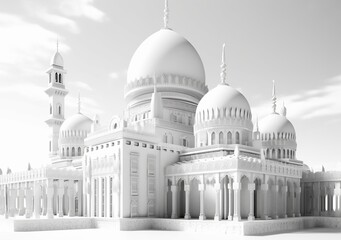 Modern Mosque with Stylized Dome Design - Perfect for Your Islamic Project Generative AI