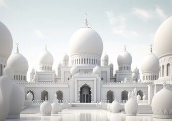 Fototapeta premium Beautiful Mosque with Stylized Dome Design - Perfect for Your Home Decor Generative AI