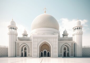 Fototapeta na wymiar Beautiful Mosque with Elegant Dome and Stylized Design Generative AI
