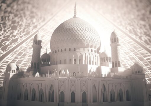 Stylized Mosque with Ornate Dome - A Majestic Mosaic of Faith and Design Generative AI