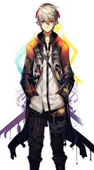 A man in a jacket and tie standing with his hands in his pockets. Generative AI.