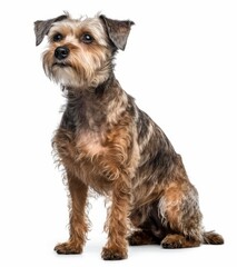 Adorable Brown and Gray Dog Standing and Sitting Isolated - Perfect for Stock Photos! Generative AI