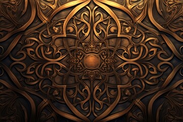 Old-School Arabic Design on Dark Brown Background - 4772d687-df0d-4240-b52b-ae Generative AI