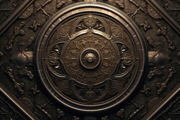 Fototapeta premium Old-Fashioned Arabic Designs on Dark Brown Background - High-Quality Stock Photo Generative AI