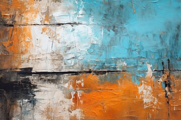 Vibrant Colorful Abstract Painting with Orange, Brown, and Blue Hues Generative AI