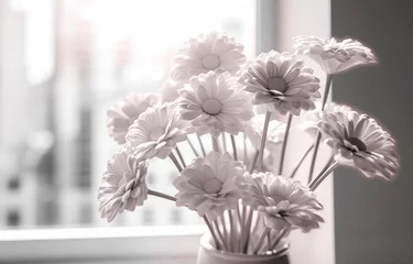 Foto op Plexiglas Black & White Blooming Beauty: Window-Framed Floral Photo Generative AI © monsifdx