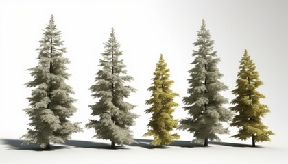 Three Spruce Trees in the Wilderness: A Close Up Scene Generative AI