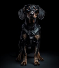 Stylish Black Dog Harness for Comfort and Safety - Perfect for Walks! Generative AI