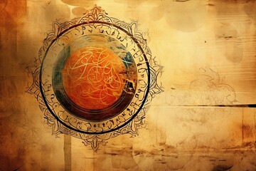 Fototapeta premium Beautiful Islamic Calligraphy on a Textured Paper Background Generative AI