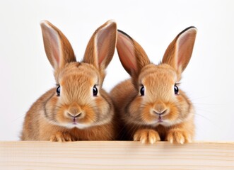 Fototapeta premium Two Adorable Bunnies Sitting Together: Perfect Picture for Any Home Decor Generative AI
