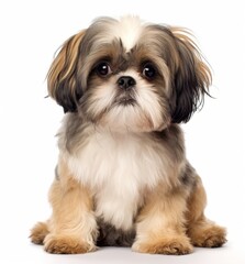 Adorable Shih Tzu Sitting Quietly with Mouth Open Generative AI