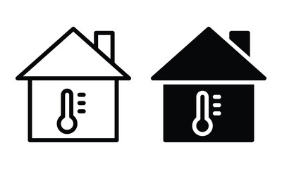Home temperature icon with outline and glyph style.