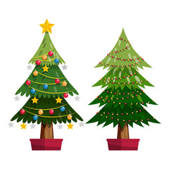 Vector 2d christmas tree collection