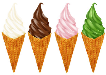 ワッフルコーンのソフトクリーム