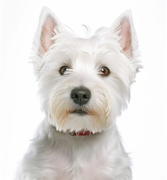 Adorable White Terrier Sitting Up on White Background - Perfect for Stock Photos! Generative AI