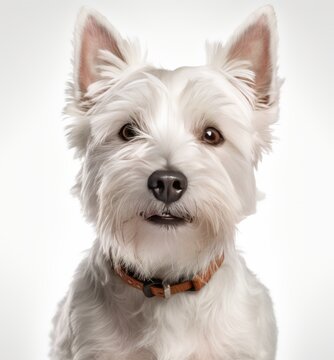 Adorable White Terrier Sitting on White Background - Perfect for Stock Photos! Generative AI