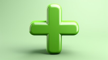 Fototapeta premium A green plus sign on a green background