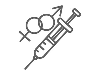 aid warning symbol icon, female and male symbol icon with injection