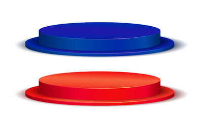 Vector of red and blue blank podiums on white background pedestals scene vector illustration collection