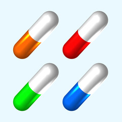 Vector pills realistic. pharmacy therapy