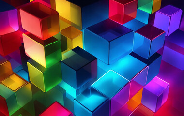 A colorful cube blocks, Generative AI Illustration.