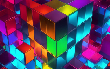 A colorful cube blocks, Generative AI Illustration.