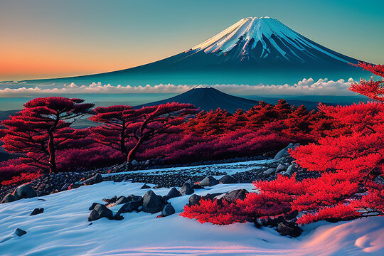 highly detailed picture of mt fuji shot